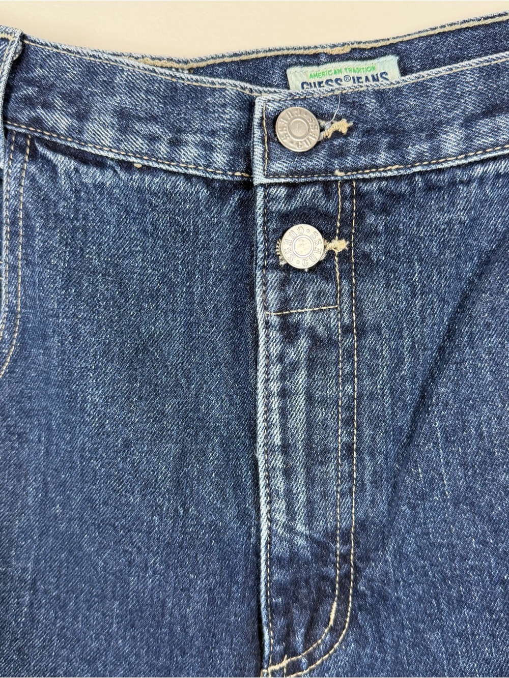 Guess Jeans Mens 36 Blue Denim Loose Fit Tapered Cotton Leg Vintage 90s - Picture 2 of 9